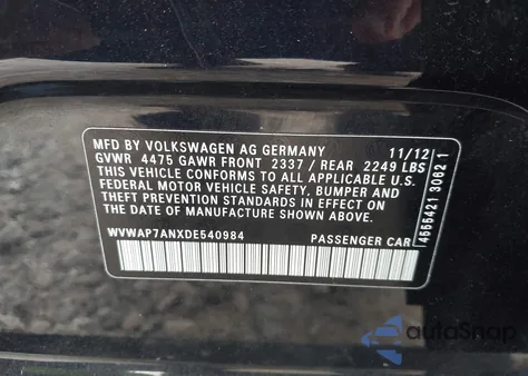 2013 Volkswagen Cc 2.0T Sport z USA, uszkodzony, nr VIN WVWAP7ANXDE540984